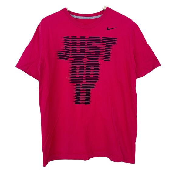 Nike Red Just Do It Spell Out Short Sleeve T Shirt Sz L - Picture 1 of 3